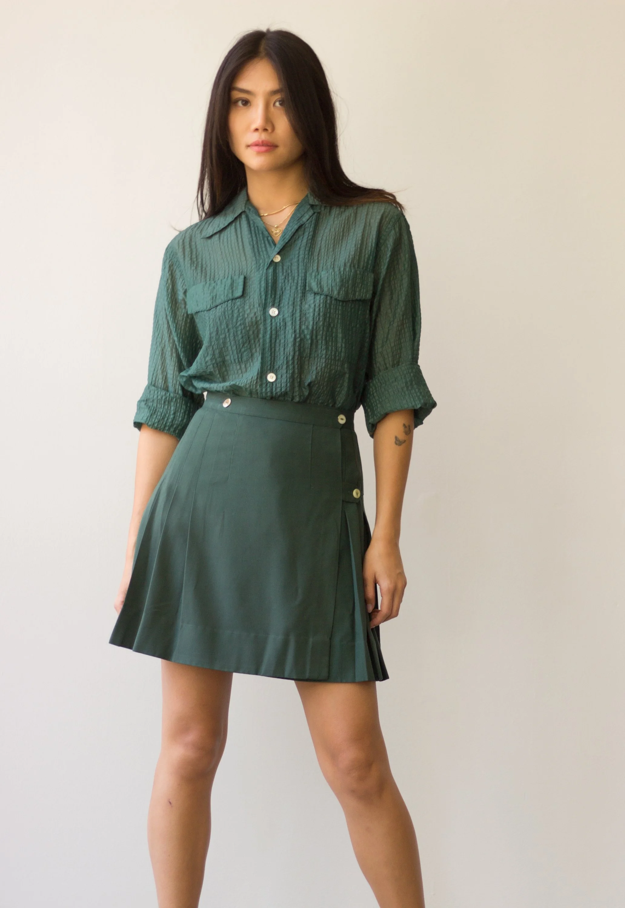 Forest green mini skirt online